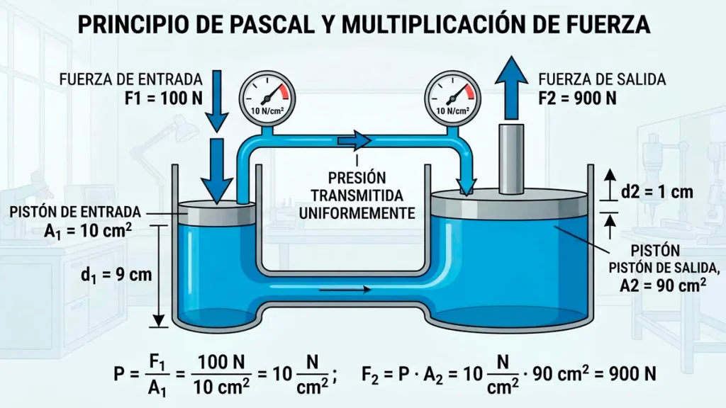 Infografía sobre cómo funciona el ley de Pascal